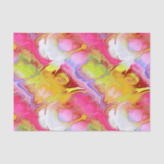 Roze en gele kleurrijke Abstracte inkt Tissuepapier (Voorkant)