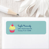 Roze en gele koekjes met Cherry op Bovenkant Etiket (Insitu)