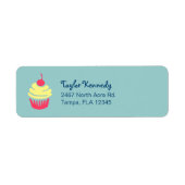 Roze en gele koekjes met Cherry op Bovenkant Etiket (Voorkant)