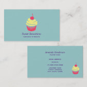 Roze en gele koekjes met Cherry op Bovenkant Visitekaartje (Voorkant / Achterkant)