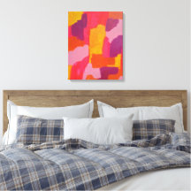 Roze en Gele Krachtige Abstracte Kunst 