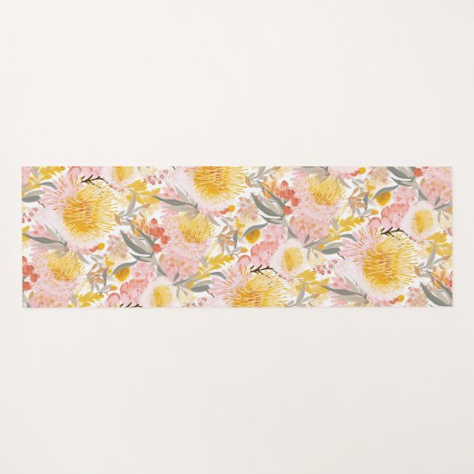 Roze en gele kustbloemen yogamat (Achterkant (horizontaal))