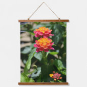 Roze en gele Lantana Flowers Fotografisch Hangend Wandkleed (Voorkant)