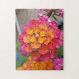 Roze en Gele Lantana Puzzel