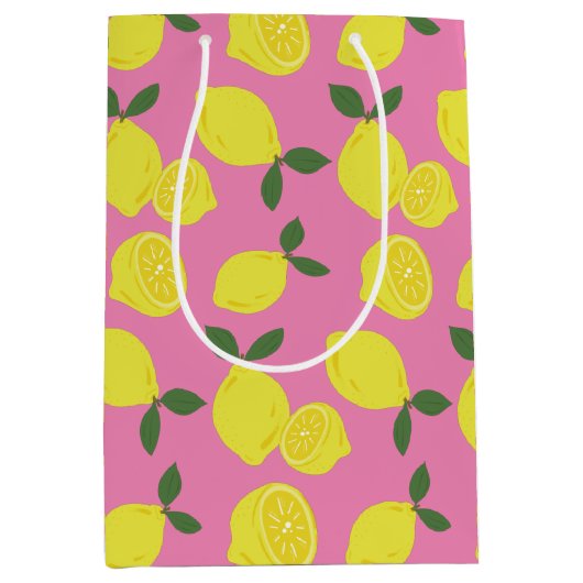 Roze en gele leemon medium cadeauzakje (Voorkant)
