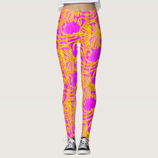 Roze en gele Leggings (Voorkant)