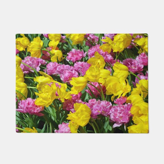 Roze en gele lentuslippen deurmat (Voorkant)