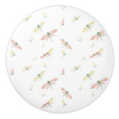Roze en gele libellen op witte keramische knop (Voorkant)