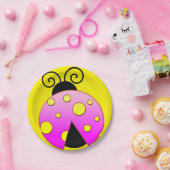 Roze en gele lieveheersbeestje papieren Borden Papieren Bordje (Feest)