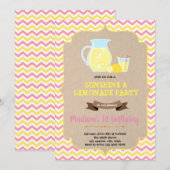 Roze en gele limonade stand-uitnodiging kaart (Voorkant / Achterkant)