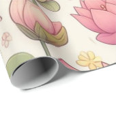 Roze en gele lotusbloemen op cadeaupapier (Rol Hoek)