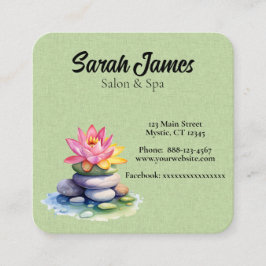 Roze en gele lotusbloemen op stenen contactkaartje