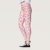 Roze en gele luipaard print leggings (Links)