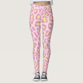 Roze en gele luipaard print leggings (Voorkant)
