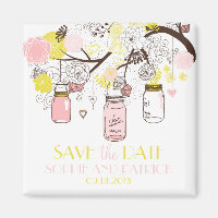 Roze en gele Mason Jars Cute Save the Date Magnet