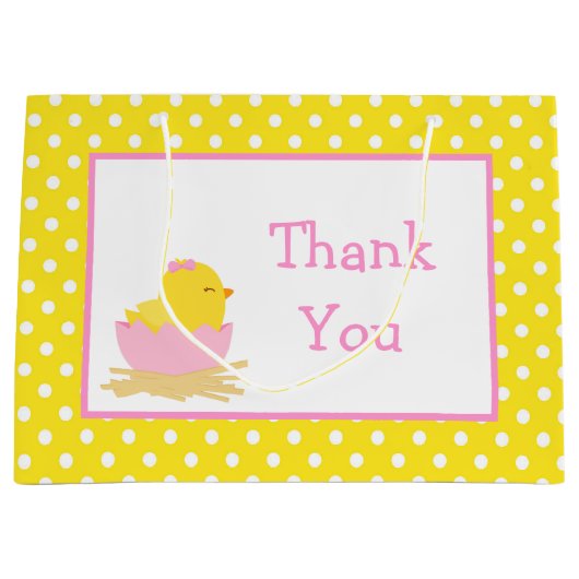 Roze en Gele meid Chick Hartelijk dank Groot Cadeauzakje (Voorkant)