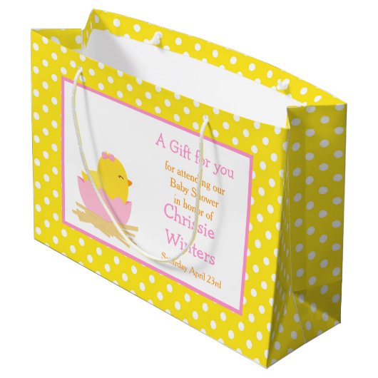 Roze en Gele meid Chick Hartelijk dank Groot Cadeauzakje (Achterkant Gekanteld)