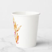 Roze en Gele Minimalistische Botanische Bruiloftsd Papieren Bekers (Links)