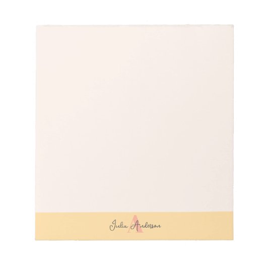 Roze en Gele Monogram Notitieblok (Voorkant)