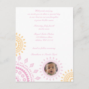 Roze en gele Namkaran-Baby-naamuitvindingen Kaart