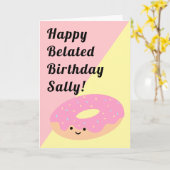 Roze en gele noot | Happy Birthday Folded Kaart (Gele Bloem)