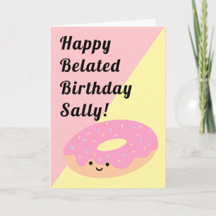 Roze en gele noot   Happy Birthday Folded Kaart