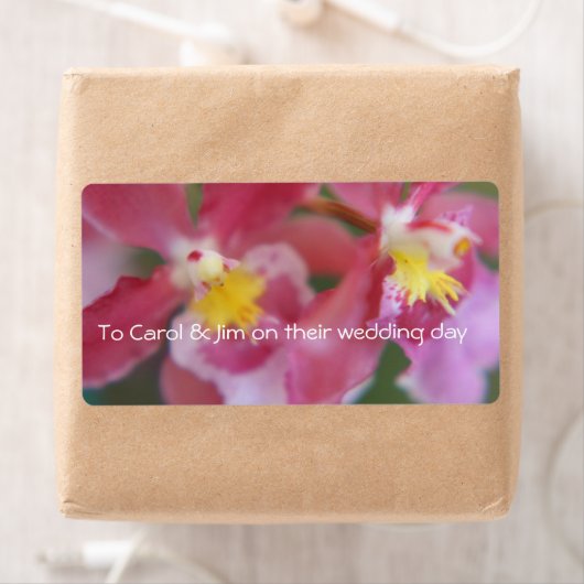 Roze en gele orchideeën etiket (Insitu)