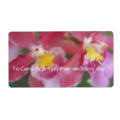 Roze en gele orchideeën etiket (Voorkant)