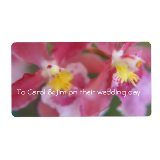 Roze en gele orchideeën etiket (Voorkant)