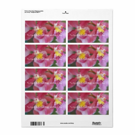 Roze en gele orchideeën etiket (Full Sheet)
