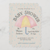 Roze en gele paraplu met regendruppels kaart (Voorkant / Achterkant)