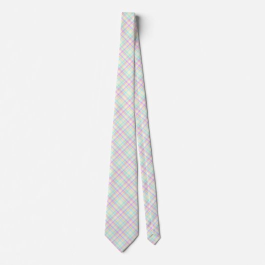 Roze en gele Pastel Plaid Stropdas (Voorkant)