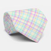 Roze en gele Pastel Plaid Stropdas (Opgerold)