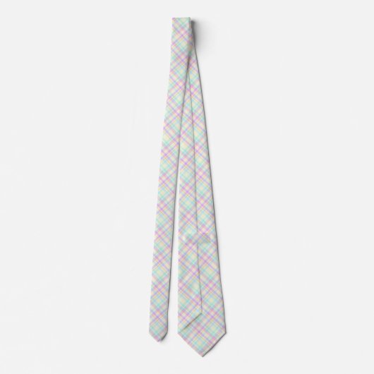 Roze en gele Pastel Plaid Stropdas (Achterkant)
