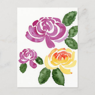 Roze en gele pioenbloemen, pioenroos Briefkaart