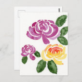 Roze en gele pioenbloemen, pioenroos Briefkaart (Voorkant / Achterkant)