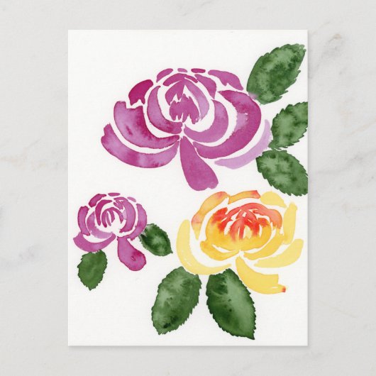 Roze en gele pioenbloemen, pioenroos Briefkaart (Voorkant)