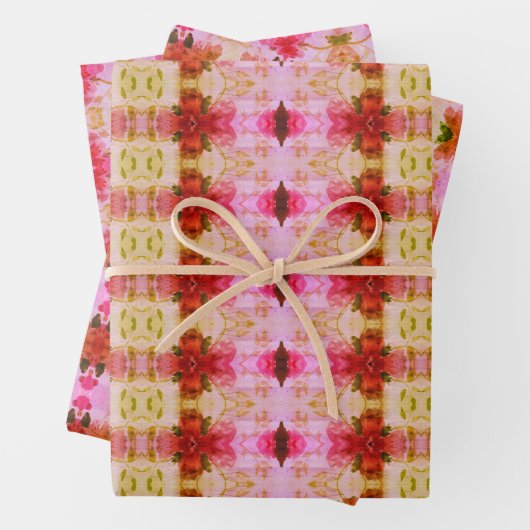 Roze en gele plankvoering of ladevoering inpakpapier vel (In situ)