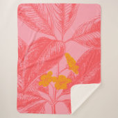 Roze en gele  Plant Tekening Sherpa Deken (Voorkant)