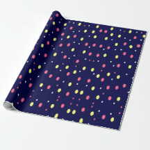 Roze en Gele Polka Dots op Navy Blue