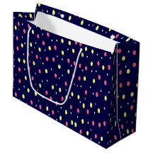 Roze en Gele Polka Dots op Navy Blue