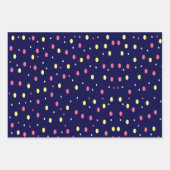 Roze en Gele Polka Dots op Navy Blue Inpakpapier Vel (Voorkant 2)