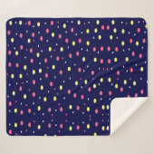 Roze en Gele Polka Dots op Navy Blue Sherpa Deken (Voorkant (horizontaal))
