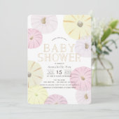 Roze en gele pompoenen Baby shower Kaart (Staand voorkant)