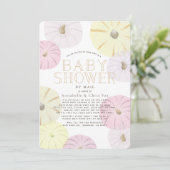 Roze en gele pompoenen Baby shower per post Kaart (Staand voorkant)