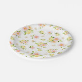 Roze en gele pony florale waterverf papieren bordje (Gekanteld)