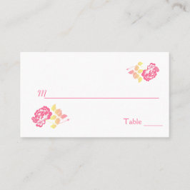 Roze en gele pony op witte platenkaarten plaatskaartje