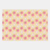 roze en gele retro bloem inpakpapier vel (Voorkant 3)
