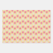 roze en gele retro bloem inpakpapier vel (Voorkant 2)