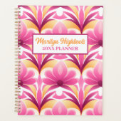 Roze en Gele Retro Bloem Planner (Voorkant)